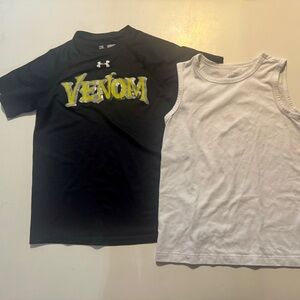 Under Armour Black Tee with Yellow-Green 'Venom' Graphic and White Tank